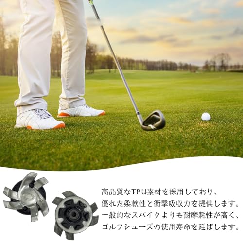 BOCAIDHK ゴルフスパイク鋲 18個セット 交換 ゴルフシューズ スパイク 衝撃吸収 滑り止め 簡単脱着 クリケットシューズにも適用可能 (ダークブルー+灰黒)の特徴・詳細 画像