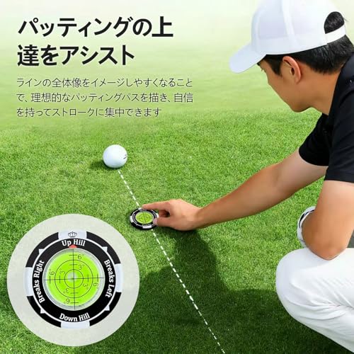 ゴルフ マーカー ボールマーカー 水平器 ハットクリップ ゴルフマーカー パッティング 補助 傾斜測定 水準器 目盛り付き 傾斜計 練習器具 パター 練習 高精度 小型 ラウンド用品 グリーンの特徴・詳細 画像