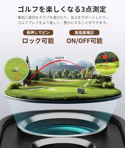 SILLAID ゴルフレーザー距離計 mini VM2 赤緑色表示 OLED 3点間距離 最速0.04S測定 高透過レンズ 6倍望遠 1093yd対応 専用ケース付き(ブラック)の特徴・詳細 画像