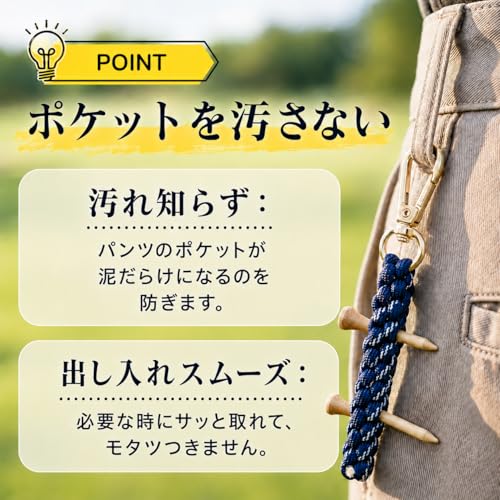 Mitoland ティーホルダー ティーケース 【選べる10色】 ゴルフ カラビナ付き 落下防止 しっかりホールド メンズ レディース コンペ 景品 ネイビーの特徴・詳細 画像