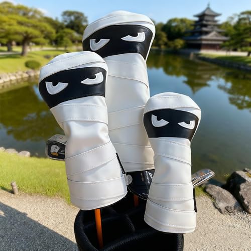 ゴルフヘッドカバー ユーティリティ フェアウェイウッド ドライバー ゴルフヘッドカバー ウッド FW ゴルフ UT カバー ゴルフカバー 防水仕様 忍者 (白, 4点セット)の詳細・まとめ 画像