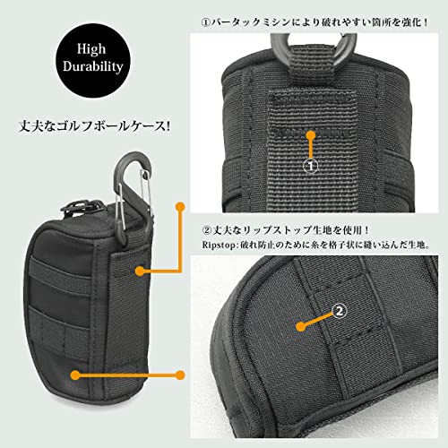 NEXARY ゴルフボールケース ボールポーチ ゴルフ (ブラック)の特徴・詳細 画像