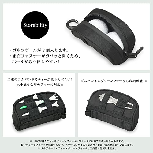 NEXARY ゴルフボールケース ボールポーチ ゴルフ (ブラック)の詳細・まとめ 画像