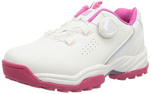 [フォーセンス] ダイヤルシューズ レディース ゴルフ スパイクレス スポーツシューズ トレッキングシューズ 登山靴 FOSN-011 WHITE/PINK 23.5 cm 3E 1