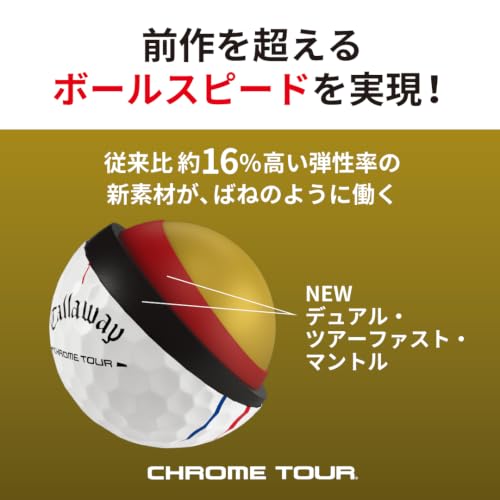 キャロウェイ(Callaway) ゴルフボール CHROME TOUR 26 1ダース(12個入り) 4ピース構造 トリプル・トラック ホワイトの特徴・詳細 画像